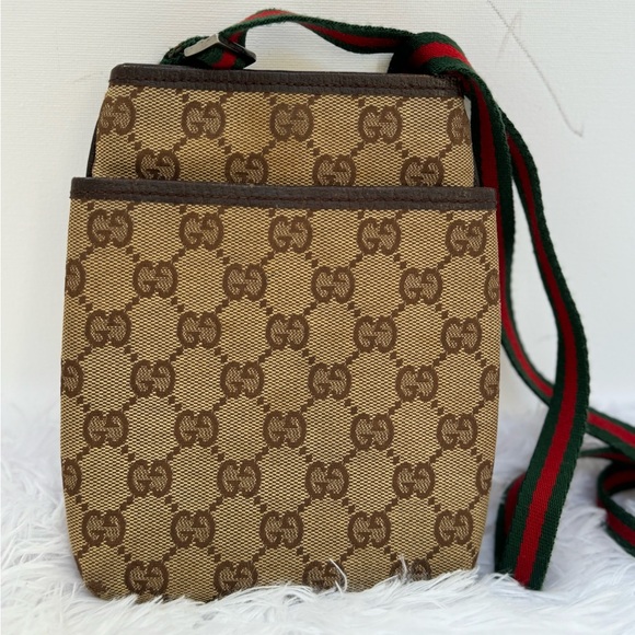 Gucci GG Canvas Leather Trim Crossbody Bag - Picture 1 of 10